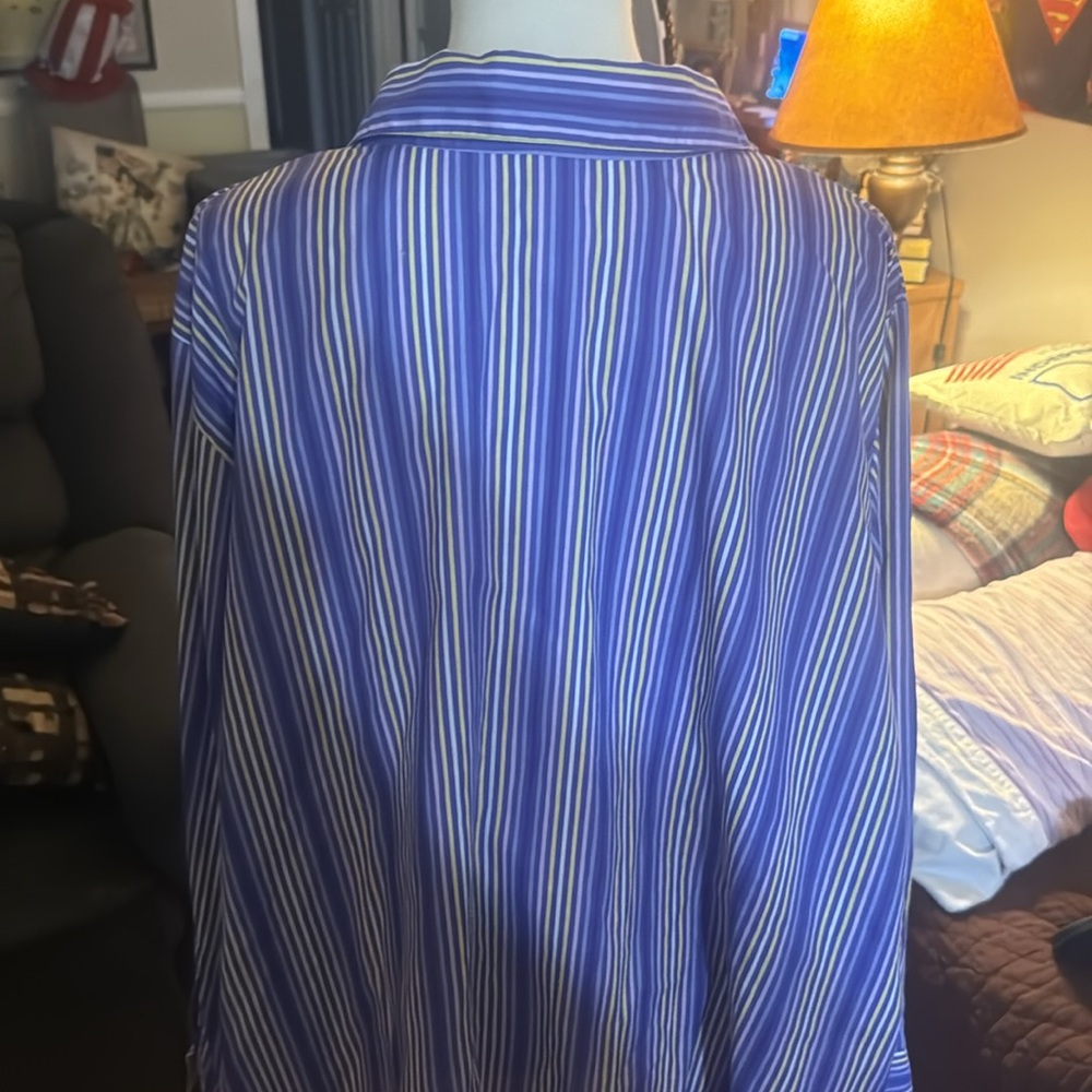 Roamans Striped Button Down 3X - Picture 5 of 7